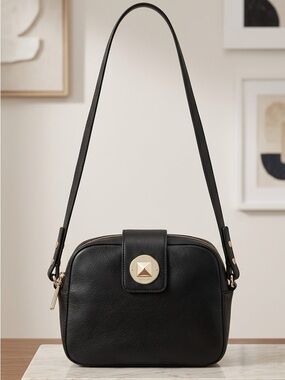 kate spade Black Leather Crossbody with Gold-Tone Stud